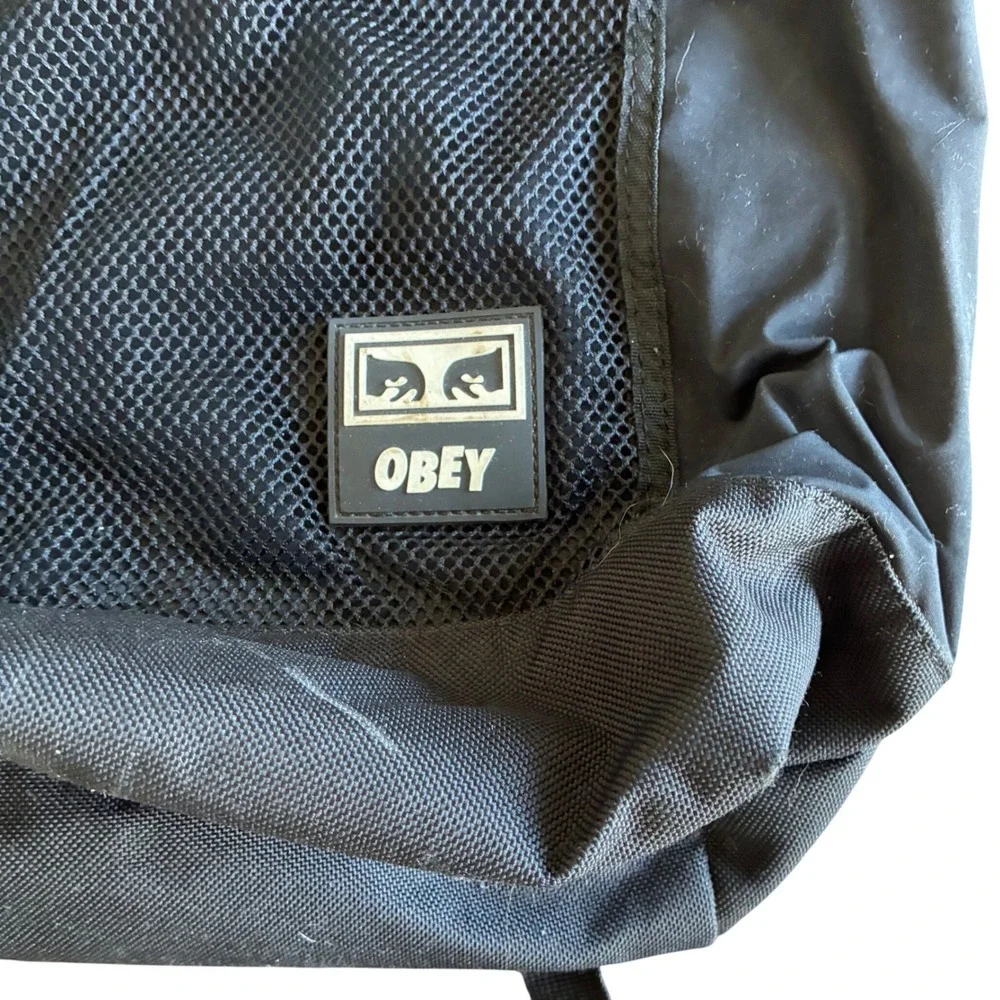 Obey Roll Top Backpack Mens OS Black Good Mesh Pocket Streetwear Utility Bag